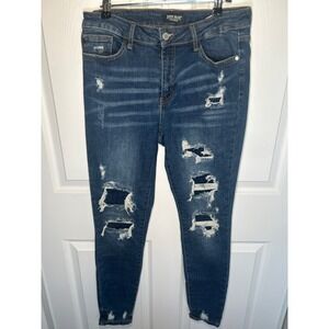 Judy Blue Skinny Fit Distressed Stretch Jeans‎ Dark Wash Size 11/30